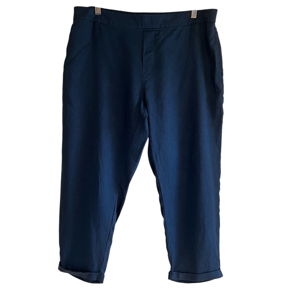 Serenity West linen mid rise cuffed cropped pants size L excellent condition